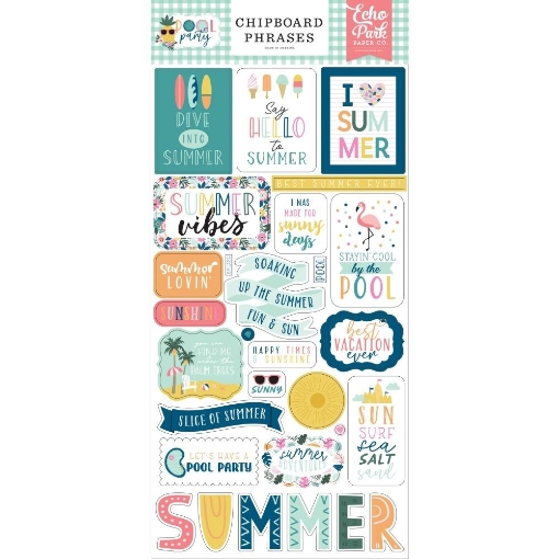 Picture of Echo Park Pool Party Αυτοκόλλητα Chipboard 6"X13"- Phrases