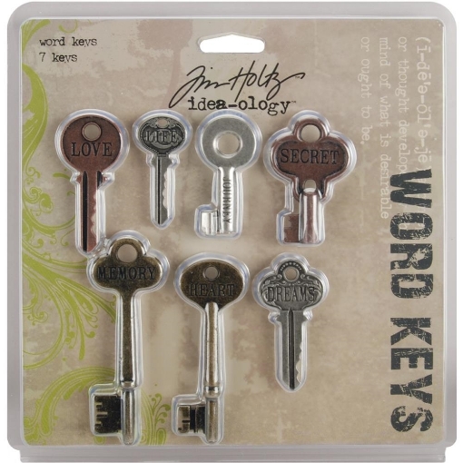Picture of Tim Holtz Idea-Ology | Μεταλλικά Διακοσμητικά Στοιχεία – Word Keys, 7 τεμ.