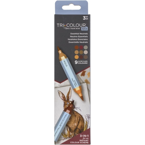 Picture of Spectrum Noir TriColour Aqua Markers Μαρκαδόροι Ακουαρέλας 3 σε 1 - Essential Neutrals, 3τεμ.  (9 Χρώματα)