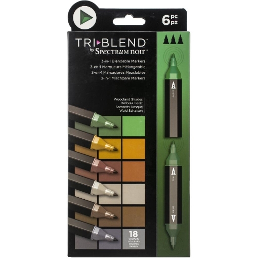 Picture of Spectrum Noir Triblend Markers Μαρκαδόρος Οινοπνεύματος 3 Σε 1 - Woodland Shades Σετ, 6 τεμ