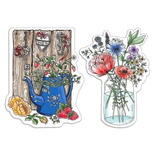 Picture of Ciao Bella Stamping Art Διάφανες Σφραγίδες 4" X 6" - Fraises Et Fleurs Sauvages, Notre Vie, 2τεμ. 
