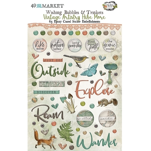 Picture of 49 And Market Wishing Bubbles & Trinkets – Vintage Artistry Hike More | Εποξικά Τρισδιάστατα Αυτοκόλλητα Διακοσμητικά (63 τεμ.)