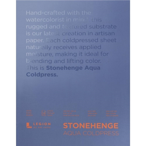 Picture of Stonehenge Aqua Block Coldpress Pad - Μπλοκ Ακουαρέλας 23 x 30 cm - White, 15 Φύλλα, 300gms