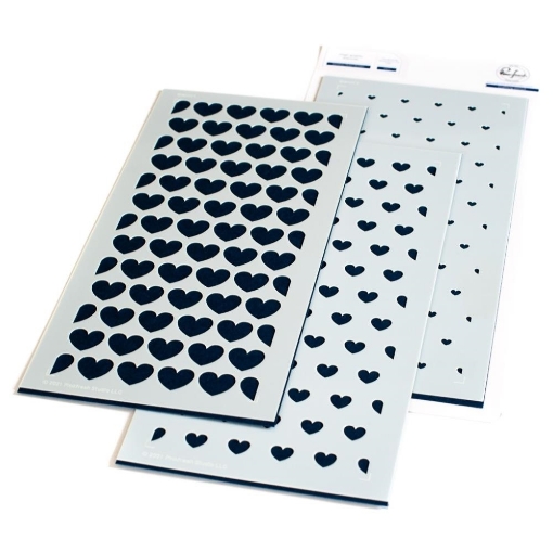 Picture of Pinkfresh Studio Στένσιλ Σετ 4.X9" -  Slimline Hearts Builder Layering