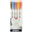 Picture of Zebra Mildliner Brush Warm | Διπλοί Μαρκαδόροι Brush & Fine – 5τεμ.