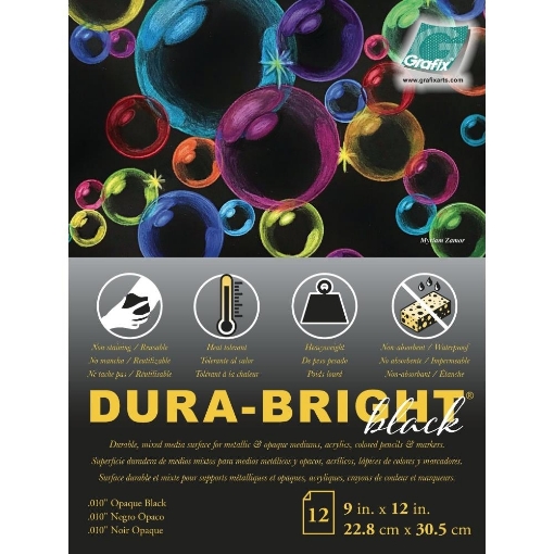 Picture of Grafix Dura-Lar Bright  Μπλοκ με Συνθετικό Χαρτί 9" x 12" - Opaque Black