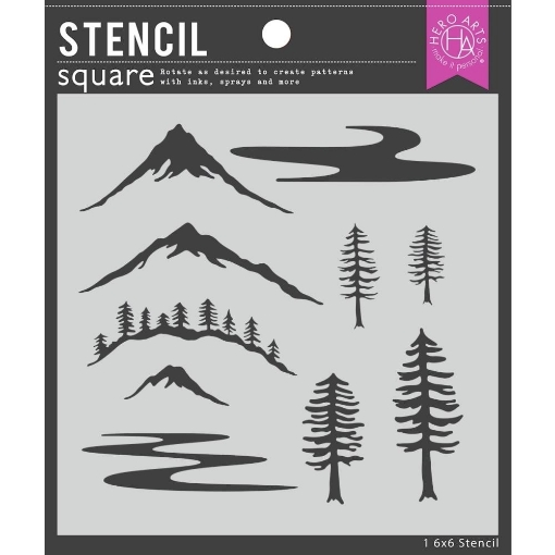 Picture of Hero Arts Stencil 6"X6" – Mountain Scene