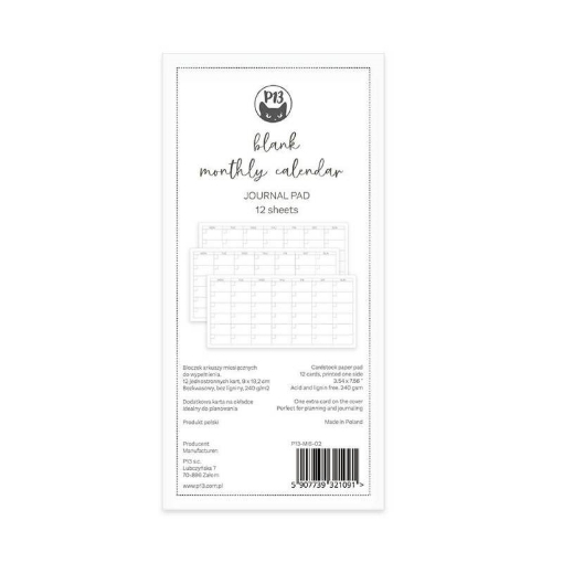Picture of P13 Journal Pad - Blank Monthly Calendar 