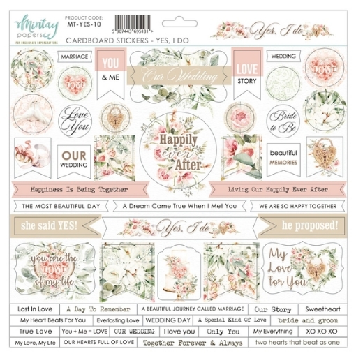 Picture of Mintay Papers Αυτοκόλλητα Chipboard - Yes I Do, 56τεμ.