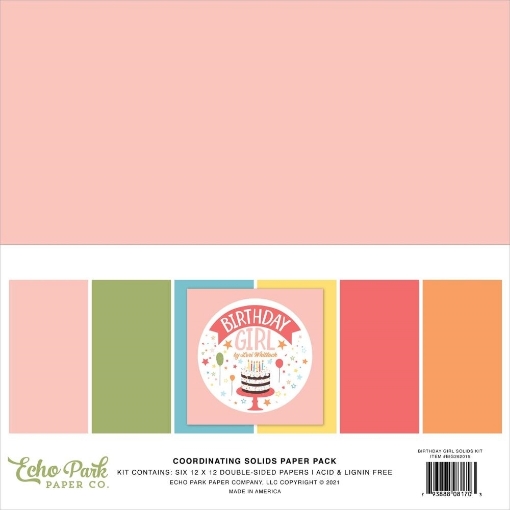Picture of Echo Park Μονόχρωμα Φύλλα Scrapbooking Διπλής Όψης 12"x12" - Birthday Girl