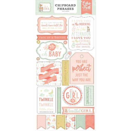 Picture of Echo Park Chipboard Accents 6"X13" - It's A Girl, Phrases