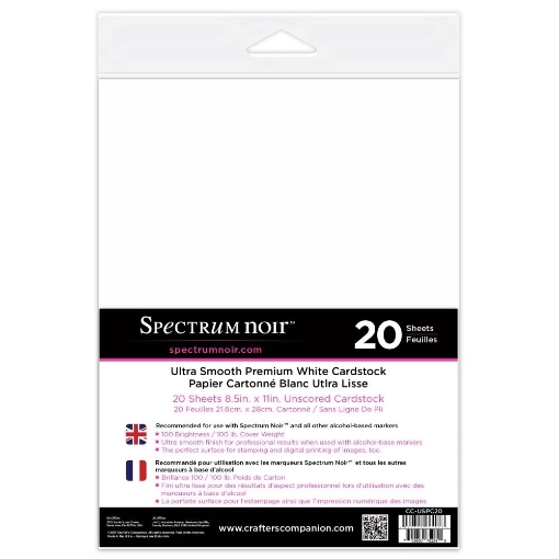 Picture of Spectrum Noir Ultra Smooth Premium Cardstock 8.5" × 11" – White, 20 φύλλα