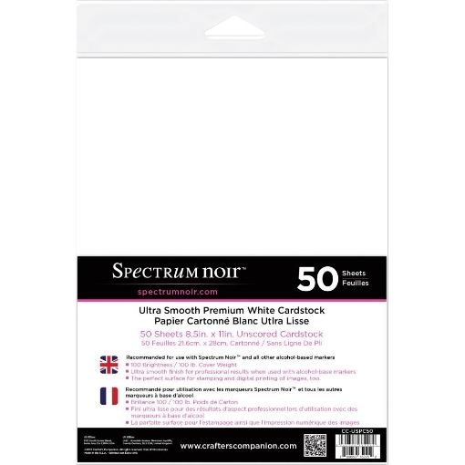 Picture of Spectrum Noir Ultra Smooth Premium Cardstock 8.5" x 11" - White, 50 φύλλα