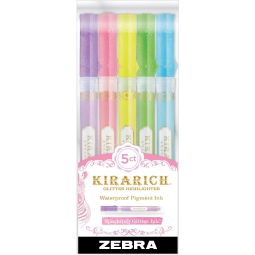 Picture of Zebra Kirarich Glitter Highlighters | Σετ Μαρκαδόρων Υπογράμμισης με Glitter – Assorted Colors, 5τεμ.
