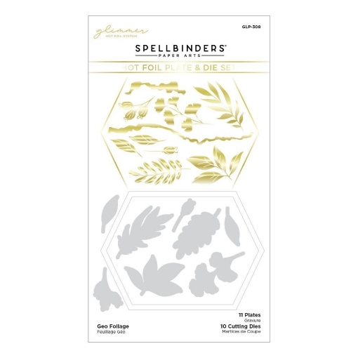 Picture of Spellbinders Glimmer Hot Foil Plates & Dies - Σετ Μεταλλικές Μήτρες Χρυσοτυπίας & Κοπής – Geo Foliage