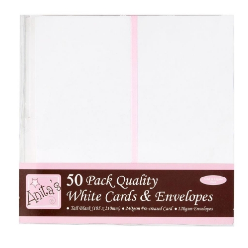 Picture of Docrafts Anita's Κάρτες & Φάκελοι Slimline  - White Σετ 100τμχ