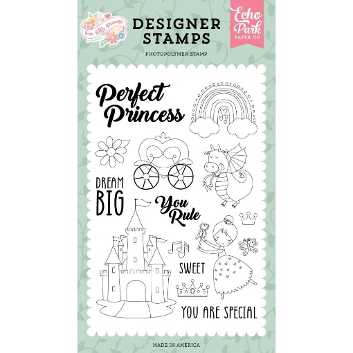 Picture of Echo Park Perfect Princess | Διάφανες Σφραγίδες με Πριγκίπισσα, Κάστρο & Sentiments, 15τεμ.