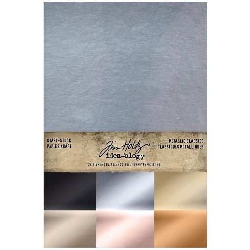 Picture of Tim Holtz Idea-Ology Kraft-Stock Μπλοκ Χαρτιών Cardstock 6"X9" - Metallic Classics