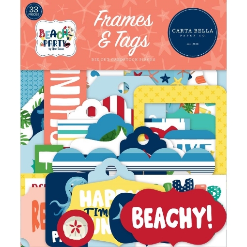 Picture of Carta Bella Cardstock Ephemera - Frames & Tags, Beach Party