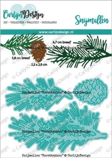 Picture of CarlijnDesign Μήτρες Κοπής - Snijmallen Kersttakken, Χριστουγεννιάτικα Κλαδιά, 3 τεμ.