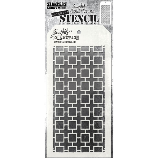 Picture of Stampers Anonymous Tim Holtz Layering Stencil 4"x8.5" | Στένσιλ – Linked Squares 