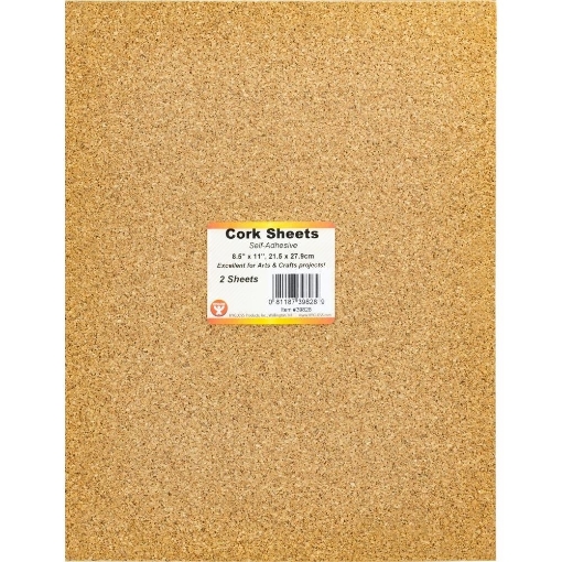 Picture of Hygloss Cork Sheets Αυτοκόλλητα Φύλλα Φελλού 8.5'' x 11'' - 2mm, 2τεμ.