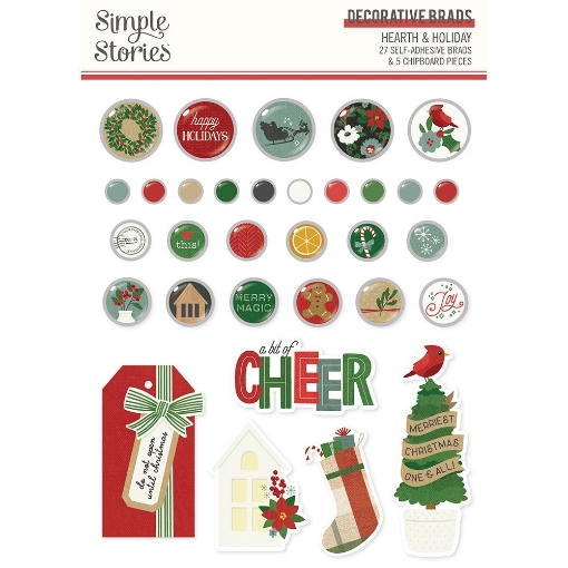 Picture of Simple Stories Διακοσμητικά Αυτοκόλλητα Brads - Hearth & Holiday, 32τεμ.