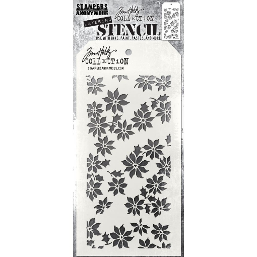 Picture of Tim Holtz Mini Layered Στένσιλ 4''x8.5'' - Tiny Poinsettia