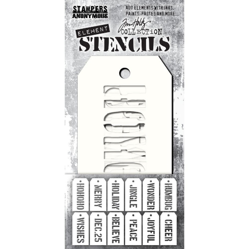 Picture of Tim Holtz Element Στένσιλ Σετ 2.375"x4.75" – Christmas Words, 12 τεμ. 