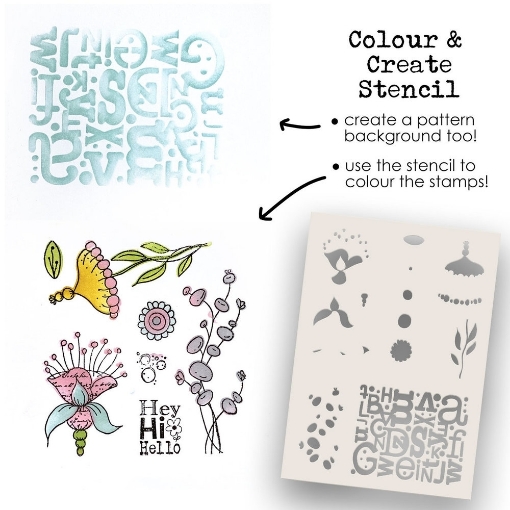 Picture of Polkadoodles Colour & Create 2-in-1 Στένσιλ - Funky Hello