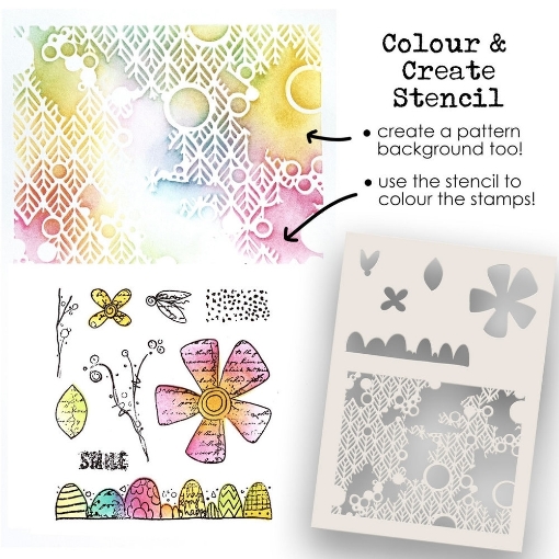 Picture of Polkadoodles Colour & Create 2-in-1 Στένσιλ - Funky Daisy Smile