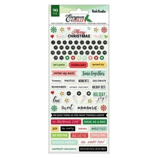 Picture of American Crafts Vicki Boutin Puffy Stickers Αυτοκόλλητα - Evergreen & Holly, 90τεμ.