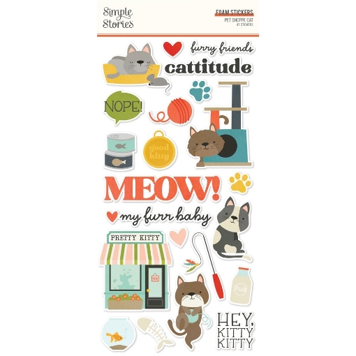 Picture of Simple Stories Foam Stickers | Αυτοκόλλητα Αφρώδους Υλικού – Pet Shoppe, Cat Collection, 47τεμ.