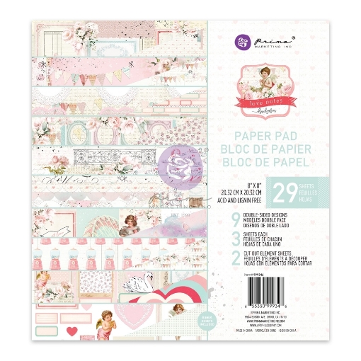 Picture of Prima Marketing Μπλοκ Scrapbooking Διπλής  Όψης Από τον Frank Garcia 8" x 8" - Love Notes