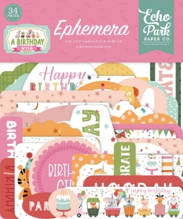 Picture of Echo Park Διακοσμητικά Εφέμερα - A Birthday Wish, Girl, 34τεμ.