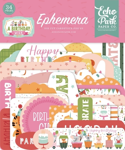 Picture of Echo Park Διακοσμητικά Cardstock Εφήμερα | A Birthday Wish, Girl, 34τεμ.