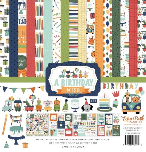 Picture of Echo Park Συλλογή Χαρτιών Scrapbooking Διπλής Όψης 12” x 12” | A Birthday Wish, Boy
