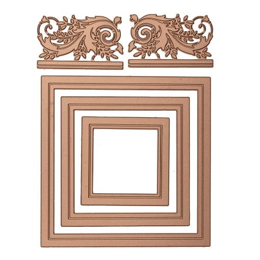 Picture of Spellbinders Glimmer Hot Foil Plate - Μήτρες Χρυσοτυπίας - Crowned Rimmed Squares, 5τεμ.