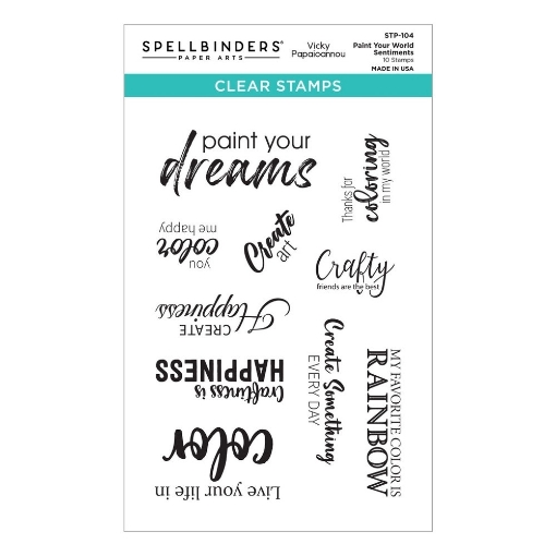 Picture of Spellbinders Διάφανες Σφραγίδες από την Βίκυ Παπαιωάννου - Paint Your World, Sentiments, 10τεμ.