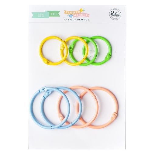 Picture of Pinkfresh Studio Book Rings Flower Market | Χρωματιστοί Κρίκοι Βιβλιοδεσίας, 8 τεμ.
