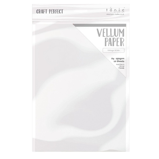 Picture of Tonic Studios Craft Perfect Vellum Sheets - Φύλλα Περγαμηνής A4 - Vintage Λευκό, 10τεμ.
