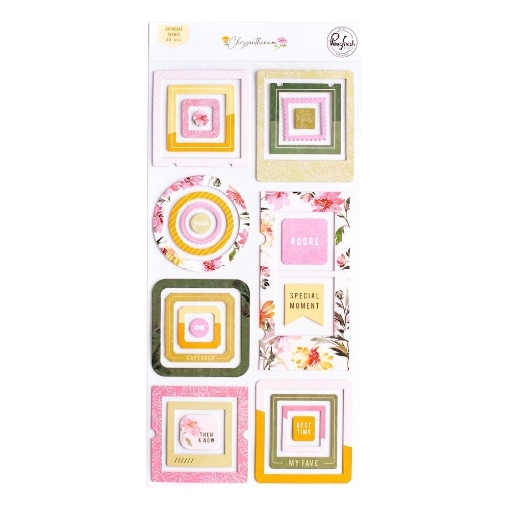 Picture of Pinkfresh Studio Chipboard Frames | Αυτοκόλλητα Chipboard Πλαίσια - Chrysanthemum 10τεμ.