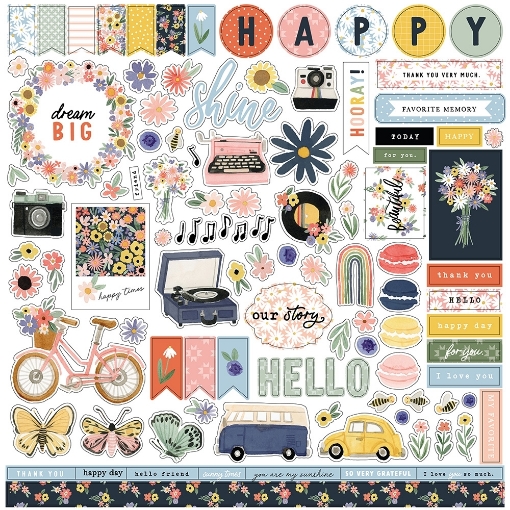 Picture of Carta Bella Cardstock Αυτοκόλλητα 12"X12" – Here, There And Everywhere, Elements