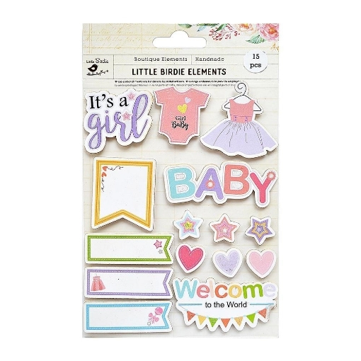 Picture of Little Birdie Welcome To The World Embellishment Αυτοκόλλητα - Baby Girl, 15τεμ.