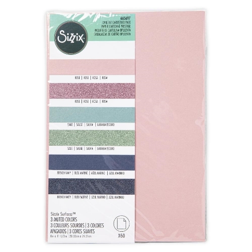 Picture of Sizzix Surfacez Opulent Cardstock Pack Πακέτο Ειδικών Χαρτιών Για Kατασκευές & Die Cutting 8" X 11.5" – Muted, 60τμχ