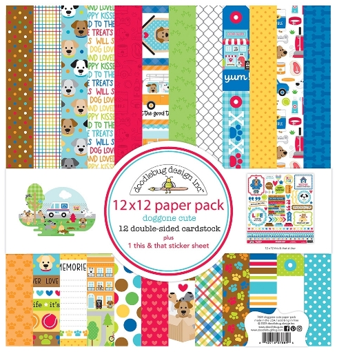 Picture of Doodlebug Design Doggone Cute Collection Kit | Χαρτιά Scrapbooking Διπλής Όψης 12" x 12" & Αυτοκόλλητα