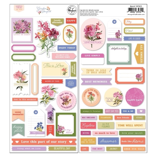 Picture of Pinkfresh Studio Cardstock Αυτοκόλλητα - Garden Bouquet, 62τεμ.