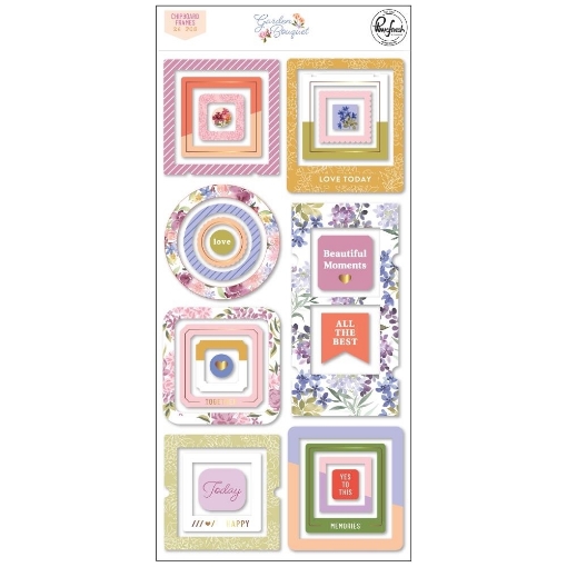 Picture of Pinkfresh Studio Αυτοκόλλητα Chipboard με Πλαίσια - Garden Bouquet, 26τεμ.