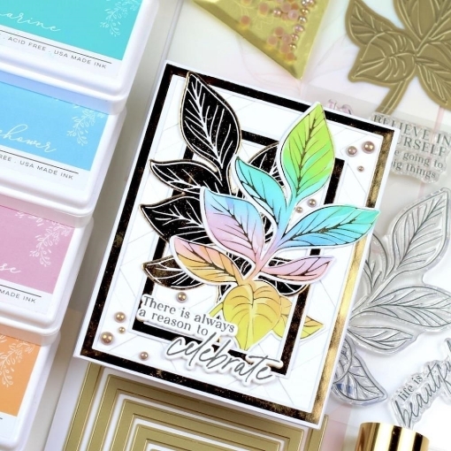 Picture of Pinkfresh Studio Σετ Σφραγίδες και Μήτρες Κοπής - Detailed Leaf, 8τεμ.