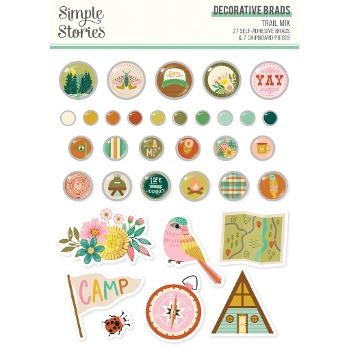 Picture of Simple Stories Διακοσμητικά Αυτοκόλλητα Brads - Trail Mix, 27Τεμ.